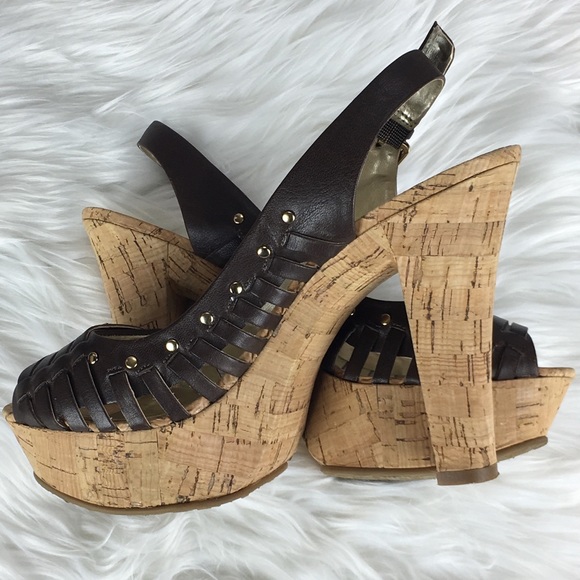 Guess by Marciano Other - GUESS "Jarrett" Brown Leather Platform Sandal